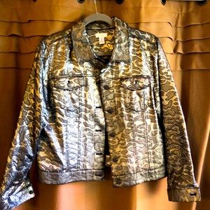 Chico’s silver with black undertone jacket size 12